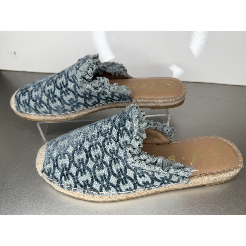 Sam Edelman Mallory Espadrille Mule Slip On Blue Textured Size 8 Circus NY